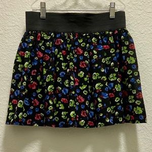 LIKE NEW Black Floral Skirt w/ Elastic Waist